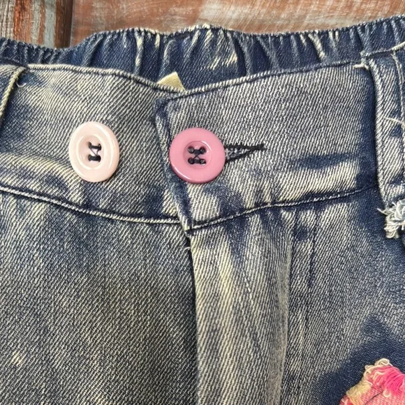 Blue Velvet Patchwork Denim Shorts/Jorts with Heart Accents - Picture 8 of 11